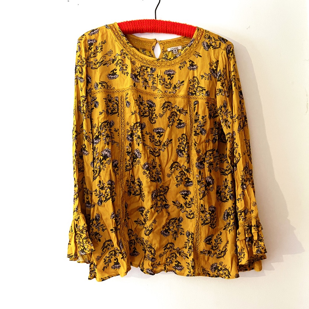 Yellow floral mini dress/ tunic